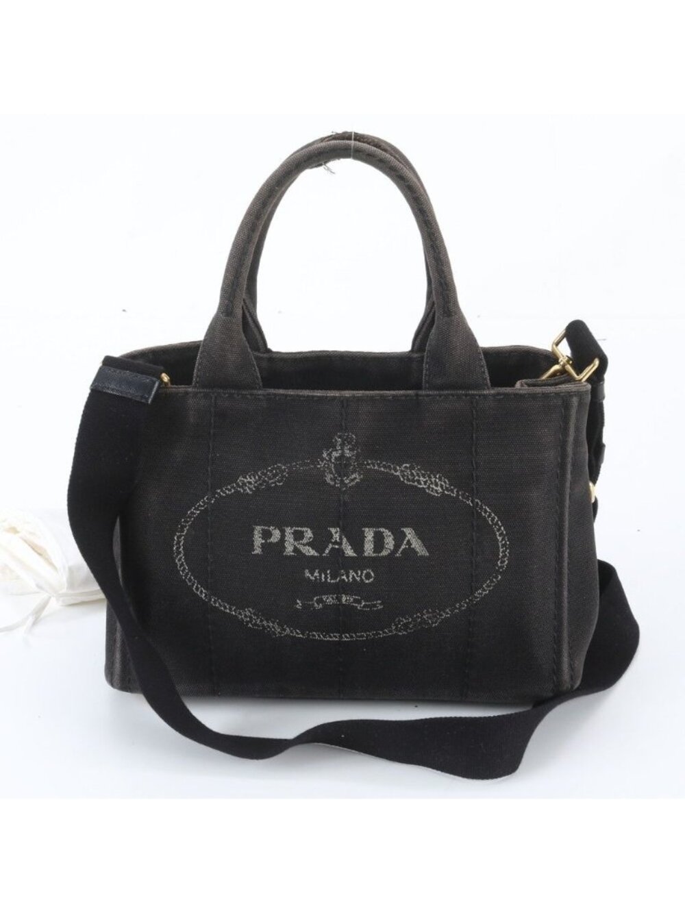 Prada Canapa 2-Way Shoulder Bag Crossbody Hand Tote Black